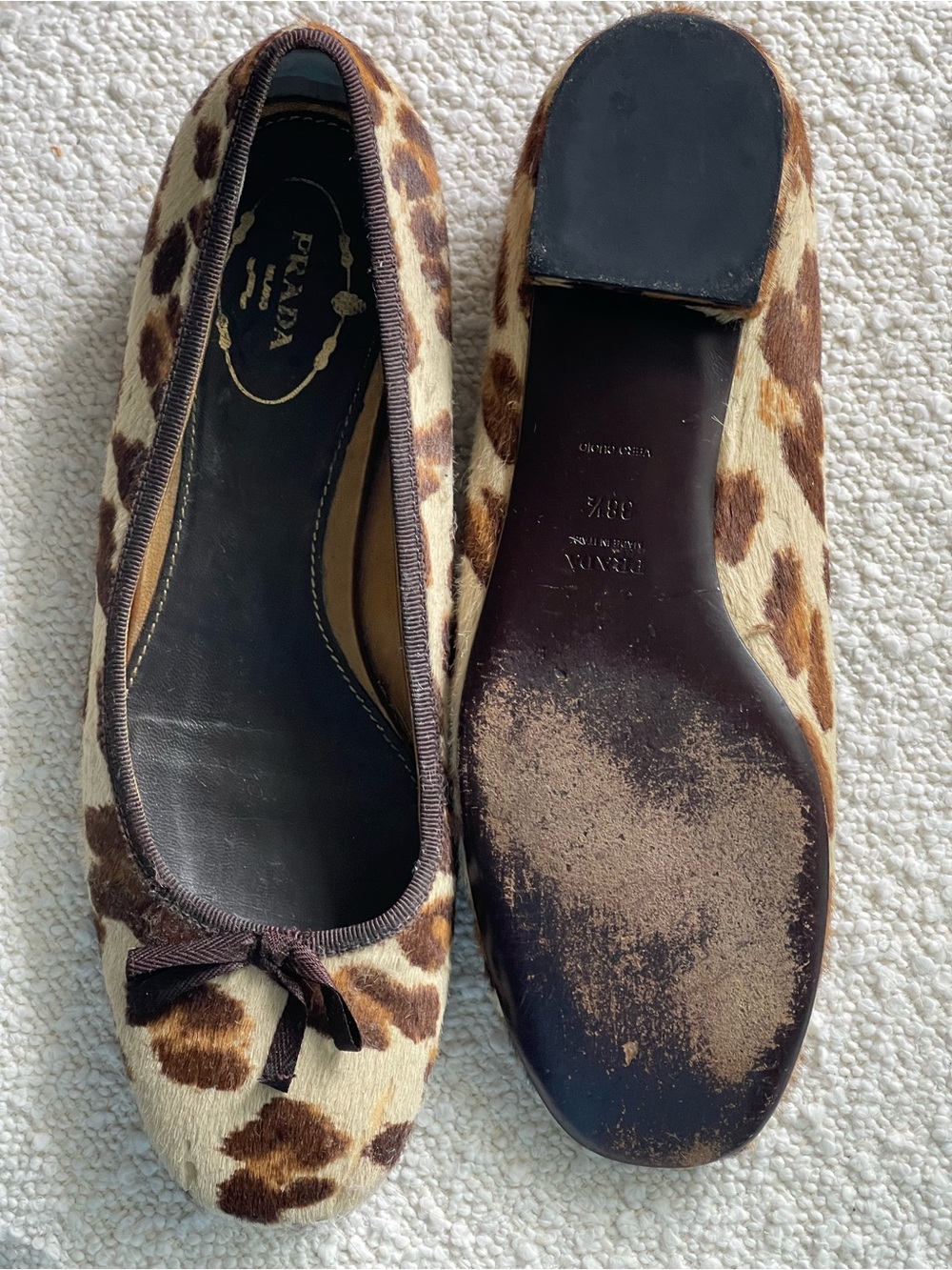 Prada Leopard-Print Ballet Flats in Brown and Beige - Picture 2 of 8